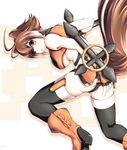  :3 animal_ears antenna_hair ass blazblue boots breasts brown_hair makoto_nanaya medium_breasts microskirt orange_eyes orange_skirt revealing_clothes short_hair sideboob skirt solo squirrel_ears squirrel_tail tail thighhighs tonfa underboob weapon yui_(imprinting) 