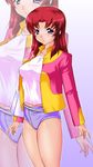  bad_id bad_pixiv_id casual gundam gundam_seed gundam_seed_destiny long_hair meyrin_hawke purple_eyes red_hair solo tete_(tt101s) zoom_layer 