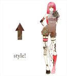  asymmetrical_clothes boots fashion full_body legs long_hair megurine_luka mismatched_footwear pink_eyes pink_hair shoes simple_background solo standing tuppu vocaloid 