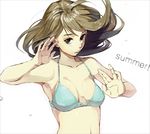  armpits bad_id bad_pixiv_id bikini_top black_eyes blue_bikini_top brown_hair face hands kawai_makoto original short_hair solo swimsuit 