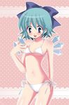  bikini blue_eyes blue_hair cirno icicle image_sample kuriyama_sukoru pixiv_sample short_hair solo swimsuit touhou wings 