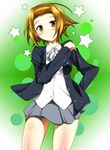  blush brown_eyes brown_hair hairband image_sample k-on! pixiv_sample school_uniform short_hair smile solo star taigi_akira tainaka_ritsu 