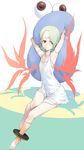  anklet bad_id bad_pixiv_id breath_of_fire breath_of_fire_v dress facial_mark full_body_tattoo green_hair jewelry nina_(breath_of_fire_v) red_wings slime solo taka_yanagi tattoo white_dress wings 