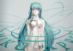  alternate_costume aqua_eyes aqua_hair breasts hatsune_miku hatsune_miku_(append) highres kirin404 large_breasts lips long_hair md5_mismatch navel open_clothes open_shirt panties realistic shirt solo twintails underwear very_long_hair vocaloid vocaloid_append 
