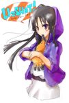  akiyama_mio bad_id bad_pixiv_id black_eyes black_hair casual gloves hood hoodie k-on! long_hair mouth_hold open_clothes open_hoodie sleeves_pushed_up solo yas_(bejes) 