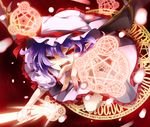  bat_wings fuyuno_taka hat highres magic_circle pentagram purple_hair red_eyes remilia_scarlet short_hair silver_hair solo touhou wings 