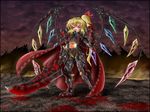  armor bad_deviantart_id bad_id blackmorass blonde_hair blood flandre_scarlet glowing glowing_eyes hair_ribbon highres parody red_eyes ribbon solo sword touhou warcraft weapon wings world_of_warcraft 