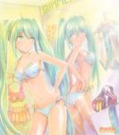  bad_id bad_pixiv_id bad_reflection bikini error fitting_room front-tie_top green_eyes green_hair hatsune_miku long_hair mayo_riyo mirror project_diva project_diva_(series) reflection side-tie_bikini solo striped striped_bikini striped_swimsuit swimsuit swimwear_(module) twintails very_long_hair vocaloid 