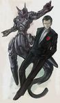  akaitera armor bad_id bad_pixiv_id banned_artist black_eyes black_hair formal full_armor gen_1_pokemon hands_in_pockets male_focus mewtwo pokemon pokemon_(creature) power_armor sakaki_(pokemon) short_hair smile smirk suit tuxedo 