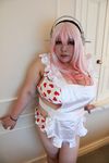  1girl breasts cosplay fat female huge_breasts luu_(cosplayer) nitroplus photo pink_hair solo super_sonico super_sonico_(cosplay) 