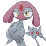  female half-closed_eyes hi_res humanoid legendary_pok&eacute;mon looking_at_viewer mammal mesprit multi_tail nintendo pok&eacute;mon pok&eacute;mon_(species) pregnant pussy simple_background solo video_games yellow_eyes youjomodoki 
