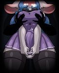  2017 5_fingers ambiguous_gender animal_genitalia animal_penis anthro big_breasts big_penis black_background blue_hair blush bow_tie breasts bulge clothed clothing dickgirl dickgirl/ambiguous digital_media_(artwork) duo equine_penis erection hair hi_res huge_breasts intersex intersex/ambiguous legwear limebreaker open_mouth panties penis precum simple_background skirt stockings underwear unknown_species 