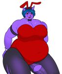  anthro big_breasts blush breasts clothed clothing feline female huge_breasts legwear looking_at_viewer makeup mammal obese overweight porin smile solo standing tights torn_clothing 