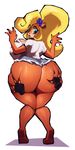  2017 absurd_res anthro bandicoot big_breasts big_butt blonde_hair breasts butt butt_grab clothed clothing coco_bandicoot crash_bandicoot_(series) disembodied_hand edit eyebrows eyelashes feet female flower fur green_eyes hair hand_on_butt hi_res huge_breasts huge_butt long_hair mammal marsupial plant ponytail riendonut shorts side_boob simple_background solo solo_focus standing thick_thighs video_games voluptuous white_background wide_hips 