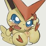  2016 after_sex anal anal_penetration anus blue_eyes blush crying cum cum_in_ass cum_inside cute cute_fangs female feral hi_res legendary_pok&eacute;mon lying mammal nintendo open_mouth penetration pok&eacute;mon pok&eacute;mon_(species) pussy simple_background solo spread_legs spreading tears victini video_games youjomodoki 