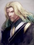  airen artist_name beard blonde_hair blue_eyes closed_mouth facial_hair fate/apocrypha fate/grand_order fate_(series) goatee grey_background long_hair male_focus signature solo vlad_iii_(fate/apocrypha) 