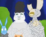  animated anthro april_marchand_may_(roommates) bandage bear bonson_(roommates) breasts clothed clothing female five_nights_at_freddy&#039;s fran_(roommates) fur hair halloween holidays lagomorph male mammal rabbit the_weaver video_games 