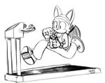  anthro bat beverage black_and_white breasts cleavage clothed clothing exercise female mammal monochrome rouge_the_bat running sonic_(series) sweatband treadmill wings yotomoe 