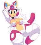  2017 acstlu anthro armor breasts cat feline female hi_res mammal navel noodle_(sssonic2) simple_background solo white_background 