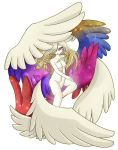  2018 alpha_channel blonde_hair breasts digital_media_(artwork) feathered_wings feathers female galeem glowing hair hi_res humanoid looking_at_viewer multi_wing multicolored_feathers nintendo not_furry nude open_mouth simple_background solo super_smash_bros super_smash_bros._ultimate transparent_background video_games white_body wings yellow_eyes yoshimister 
