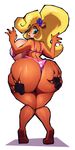  2017 absurd_res anthro bandicoot big_breasts big_butt bikini blonde_hair breasts butt butt_grab clothing coco_bandicoot crash_bandicoot_(series) disembodied_hand eyebrows eyelashes feet female flower green_eyes hair hand_on_butt hi_res huge_breasts huge_butt hyper long_hair looking_back mammal marsupial plant ponytail riendonut side_boob simple_background solo swimsuit thick_thighs video_games voluptuous white_background 