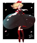  artist_name bad_id bad_twitter_id black_background black_skirt blonde_hair buttons closed_eyes dated full_body gotoh510 hair_ribbon music necktie open_mouth outstretched_arms red_legwear red_neckwear red_ribbon ribbon rumia singing skirt skirt_set solo touhou twitter_username vest 