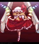  artist_name ascot bad_id bad_twitter_id bangs blonde_hair curtsey dated flandre_scarlet frilled_shirt_collar frilled_skirt frills glowing glowing_wings grin hair_between_eyes hat hat_ribbon indoors letterboxed long_skirt mob_cap mochacot railing red_eyes red_skirt red_vest ribbon short_hair side_ponytail skirt smile solo stairs touhou vest white_hat wings 