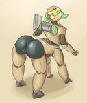  2017 anus big_butt blizzard_entertainment butt catnapstar female gun horn looking_back machine omnic orisa_(overwatch) overwatch pussy ranged_weapon robot signature simple_background solo standing taur video_games weapon 