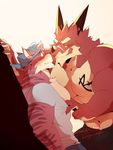  blush clothed clothing dragon feline kokuhane licking licking_lips male male/male mammal manly razul suggestive tiger tongue tongue_out topless undressing 