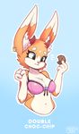  bra breast_expansion breasts clothing cookie eating female food lagomorph mammal maya rabbit secretly_saucy solo underwear 