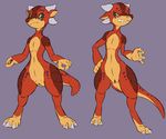  2017 arashidrgn claws clothing dragon female horn kobold multiple_poses nude pose pussy reptile scales scalie short_stack simple_background solo 