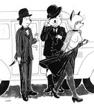  anthro bear bow_tie bracelet breasts canine car choker clothed clothing dog dress eyes_closed facial_hair female footwear fox group hair hat high_heels humor jewelry limousine male mammal mustache necktie nipples oliver_hardy shep shoes stanley_laurel suit topless underwear vehicle wardrobe_malfunction 