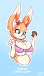  ? big_breasts bra breast_expansion breast_jiggle breasts cleavage clothed clothing cookie eating female food huge_breasts lagomorph mammal maya rabbit secretly_saucy solo tight_clothing under_boob underwear 