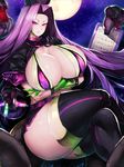  bad_proportions bikini_top black_legwear breasts cleavage clipboard cosplay crossed_arms crossed_legs curvy fate/grand_order fate_(series) florence_nightingale_(fate/grand_order) florence_nightingale_(fate/grand_order)_(cosplay) gloves gorgon_(fate) green_gloves hair_intakes highres huge_breasts long_hair looking_at_viewer moon needle night pout red_eyes rider scales sekiyu_(spartan) shrug_(clothing) sitting snake_hair snake_tail solo tail thick_thighs thighhighs thighs trick_or_treatment 