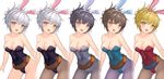  animal_ears bad_id bad_pixiv_id bare_shoulders battle_bunny_riven black_hair blonde_hair blush breasts brown_eyes brown_hair bunny_ears bunnysuit cleavage collarbone dated eyebrows_visible_through_hair fishnet_pantyhose fishnets large_breasts league_of_legends lee_seok_ho open_mouth pantyhose riven_(league_of_legends) short_hair signature silver_hair smile 