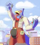  avian bird bulge canine city clothed clothing falco_lombardi fox fox_mccloud glomiagui macro male mammal nintendo open_mouth star_fox tongue tongue_out video_games vore wolf wolf_o&#039;donnell wolfen 