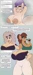  2017 amulet anthro ask_blog big_breasts bottle breasts brown_eyes cleavage clothed clothing dialogue english_text equine eyeshadow fan_character female georgia_lockheart hellen_lockheart horse invalid_tag lipstick makeup mammal my_little_pony pony potion stunnerpony text towel tumblr 