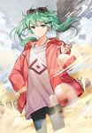 apring bad_id bad_pixiv_id banned_artist blue_pants cardigan collarbone dust_cloud dutch_angle earrings eyewear_on_head floating_hair green_eyes green_hair grey_shirt hair_between_eyes hand_in_pocket hatsune_miku jewelry long_hair looking_at_viewer open_cardigan open_clothes outdoors pants red-framed_eyewear red_sweater shirt solo_focus standing suna_no_wakusei_(vocaloid) sunglasses sweater twintails vocaloid 