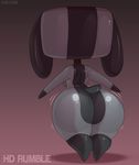  2017 animate_inanimate anthro big_butt breasts butt canine digital_media_(artwork) female huge_butt mammal nintendo nintendo_switch shadow shaking short_stack side_boob simple_background solo somescrub standing switch_dog thick_thighs twerking video_games wide_hips 