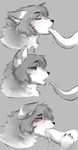  2017 blush canine clover~ digital_media_(artwork) female feral fox hi_res mammal monochrome open_mouth rose_(~rose~) saliva sequence sketch solo tentacle_in_mouth tentacles tongue tongue_out 