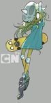  amiami blonde_hair bronwyn cartoon_network helmet knee_pads personification skateboard skirt skull yellow_skin 
