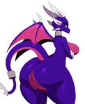  2017 absurd_res alternate_color anthro big_breasts big_butt breasts butt cynder dragon female hi_res horn huge_butt looking_back membranous_wings nude scales scalie side_boob simple_background smile solo spyro spyro_the_dragon sssonic2 thick_thighs video_games voluptuous white_background wide_hips wings 