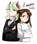  absurdres bad_id bad_twitter_id commentary_request crossed_arms diana_cavendish english highres hoowitch horns kagari_atsuko korean_commentary little_witch_academia multiple_girls nun vampire vampire_costume 