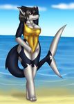  anthro beach breasts clothing female fish koekoek marine necra pose seaside shark solo swimsuit 