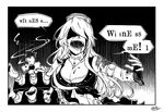  blood blood_from_mouth blood_on_breasts breasts buttons cannon cleavage collar elbow_gloves fingerless_gloves front-tie_top fujinoki_(horonabe-ken) gloves greyscale headgear injury iowa_(kantai_collection) kantai_collection large_breasts long_hair machinery mad_max mad_max:_fury_road monochrome open_mouth rigging shaded_face smoke solo teeth torn_clothes turret upper_body weapon 