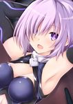  armpits arms_behind_head arms_up breasts cleavage cleavage_cutout fate/grand_order fate_(series) highres iwasi-r looking_at_viewer mash_kyrielight medium_breasts purple_eyes purple_hair solo 