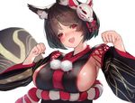  :d animal_ears areola_slip areolae azur_lane bad_id bad_pixiv_id black_hair breasts cat_ears cat_mask commentary_request japanese_clothes large_breasts looking_at_viewer mask mask_on_head open_mouth red_eyes reido_(reido_c) short_hair sideboob simple_background smile solo white_background yamashiro_(azur_lane) 