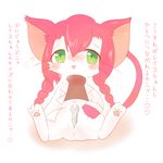  1girl artist_request cat cat_busters furry green_eyes long_hair pink_hair pussy solo uncensored 