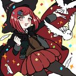  bad_id bad_pixiv_id bird blazer cape confetti danganronpa dove feathers hair_ornament hairclip hat jacket new_danganronpa_v3 open_mouth pleated_skirt red_hair school_uniform short_hair skirt smile sparkle tpi_ri witch_hat yumeno_himiko 