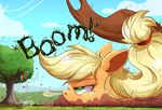  2017 applejack_(mlp) blonde_hair day detailed_background digital_media_(artwork) duo equine feral friendship_is_magic fur green_eyes hair hat mammal my_little_pony ncmares orange_fur outside rainbow_dash_(mlp) sky tree 